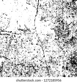 Vector grunge overlay texture. Black and white background. Abstract monochrome image includes a faded effect in dark tones