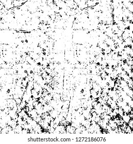 Vector grunge overlay texture. Black and white background. Abstract monochrome image includes a faded effect in dark tones
