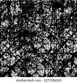 Vector grunge overlay texture. Black and white background. Abstract monochrome image includes a faded effect in dark tones