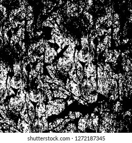 Vector grunge overlay texture. Black and white background. Abstract monochrome image includes a faded effect in dark tones