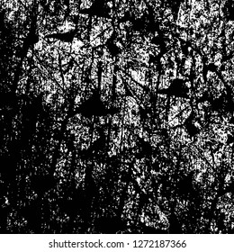 Vector grunge overlay texture. Black and white background. Abstract monochrome image includes a faded effect in dark tones