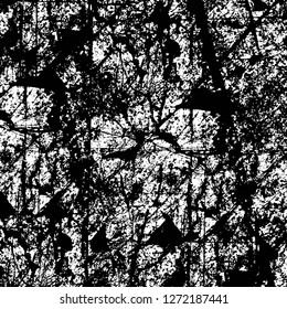 Vector grunge overlay texture. Black and white background. Abstract monochrome image includes a faded effect in dark tones