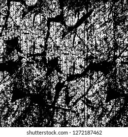 Vector grunge overlay texture. Black and white background. Abstract monochrome image includes a faded effect in dark tones