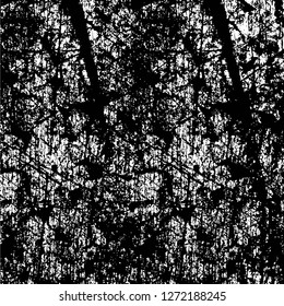 Vector grunge overlay texture. Black and white background. Abstract monochrome image includes a faded effect in dark tones