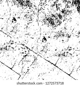 Vector grunge overlay texture. Black and white background. Abstract monochrome image includes a faded effect in dark tones