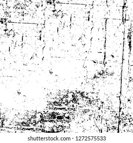 Vector grunge overlay texture. Black and white background. Abstract monochrome image includes a faded effect in dark tones