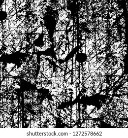 Vector grunge overlay texture. Black and white background. Abstract monochrome image includes a faded effect in dark tones