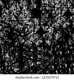 Vector grunge overlay texture. Black and white background. Abstract monochrome image includes a faded effect in dark tones