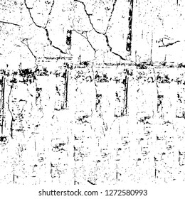 Vector grunge overlay texture. Black and white background. Abstract monochrome image includes a faded effect in dark tones