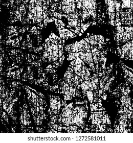 Vector grunge overlay texture. Black and white background. Abstract monochrome image includes a faded effect in dark tones