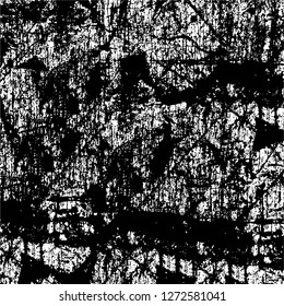 Vector grunge overlay texture. Black and white background. Abstract monochrome image includes a faded effect in dark tones