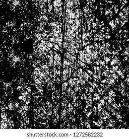 Vector grunge overlay texture. Black and white background. Abstract monochrome image includes a faded effect in dark tones