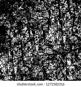 Vector grunge overlay texture. Black and white background. Abstract monochrome image includes a faded effect in dark tones