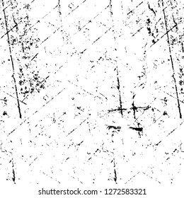 Vector grunge overlay texture. Black and white background. Abstract monochrome image includes a faded effect in dark tones