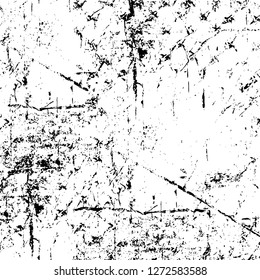 Vector grunge overlay texture. Black and white background. Abstract monochrome image includes a faded effect in dark tones