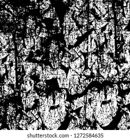 Vector grunge overlay texture. Black and white background. Abstract monochrome image includes a faded effect in dark tones