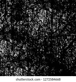 Vector grunge overlay texture. Black and white background. Abstract monochrome image includes a faded effect in dark tones