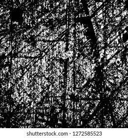 Vector grunge overlay texture. Black and white background. Abstract monochrome image includes a faded effect in dark tones