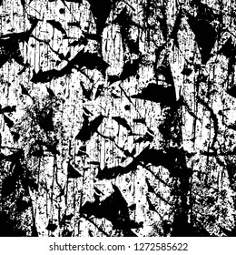 Vector grunge overlay texture. Black and white background. Abstract monochrome image includes a faded effect in dark tones