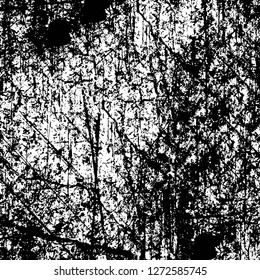 Vector grunge overlay texture. Black and white background. Abstract monochrome image includes a faded effect in dark tones