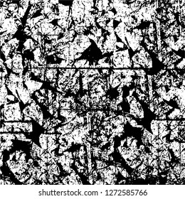 Vector grunge overlay texture. Black and white background. Abstract monochrome image includes a faded effect in dark tones