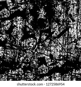 Vector grunge overlay texture. Black and white background. Abstract monochrome image includes a faded effect in dark tones
