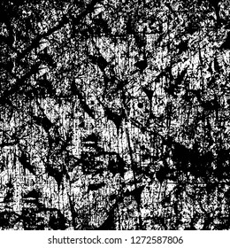 Vector grunge overlay texture. Black and white background. Abstract monochrome image includes a faded effect in dark tones