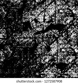 Vector grunge overlay texture. Black and white background. Abstract monochrome image includes a faded effect in dark tones