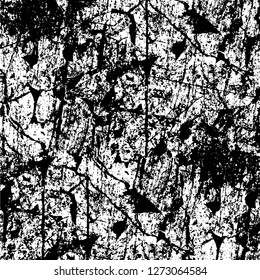 Vector grunge overlay texture. Black and white background. Abstract monochrome image includes a faded effect in dark tones