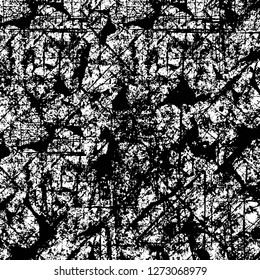 Vector grunge overlay texture. Black and white background. Abstract monochrome image includes a faded effect in dark tones