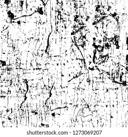 Vector grunge overlay texture. Black and white background. Abstract monochrome image includes a faded effect in dark tones