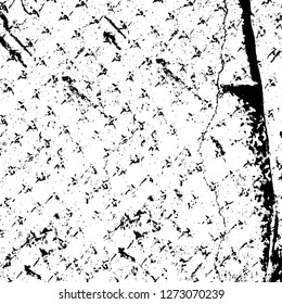 Vector grunge overlay texture. Black and white background. Abstract monochrome image includes a faded effect in dark tones