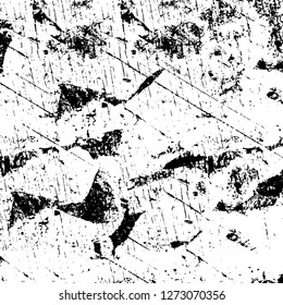 Vector grunge overlay texture. Black and white background. Abstract monochrome image includes a faded effect in dark tones