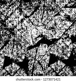 Vector grunge overlay texture. Black and white background. Abstract monochrome image includes a faded effect in dark tones