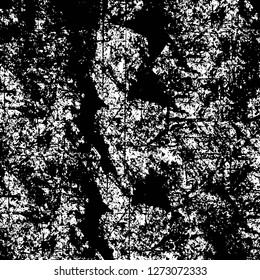 Vector grunge overlay texture. Black and white background. Abstract monochrome image includes a faded effect in dark tones