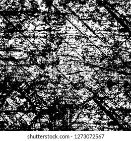 Vector grunge overlay texture. Black and white background. Abstract monochrome image includes a faded effect in dark tones