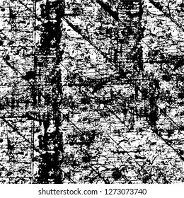 Vector grunge overlay texture. Black and white background. Abstract monochrome image includes a faded effect in dark tones