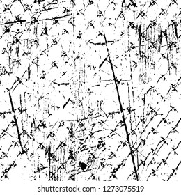 Vector grunge overlay texture. Black and white background. Abstract monochrome image includes a faded effect in dark tones