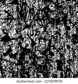 Vector grunge overlay texture. Black and white background. Abstract monochrome image includes a faded effect in dark tones