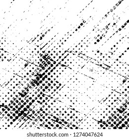 Vector grunge overlay texture. Black and white background. Abstract monochrome image includes a faded effect in dark tones