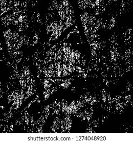 Vector grunge overlay texture. Black and white background. Abstract monochrome image includes a faded effect in dark tones
