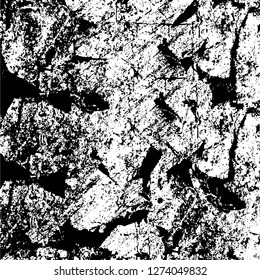 Vector grunge overlay texture. Black and white background. Abstract monochrome image includes a faded effect in dark tones