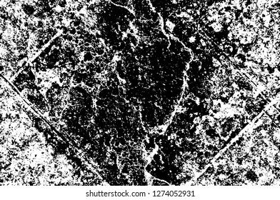 Vector grunge overlay texture. Black and white background. Abstract monochrome image includes a faded effect in dark tones