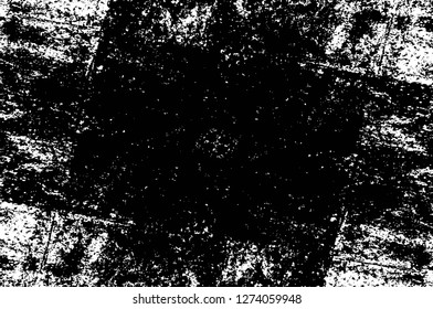 Vector grunge overlay texture. Black and white background. Abstract monochrome image includes a faded effect in dark tones