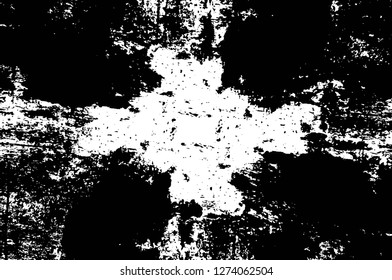 Vector grunge overlay texture. Black and white background. Abstract monochrome image includes a faded effect in dark tones
