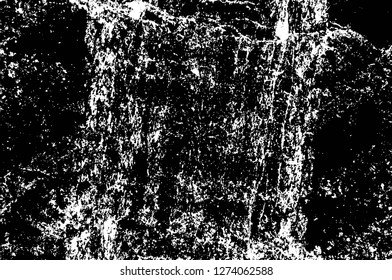 Vector grunge overlay texture. Black and white background. Abstract monochrome image includes a faded effect in dark tones