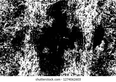 Vector grunge overlay texture. Black and white background. Abstract monochrome image includes a faded effect in dark tones