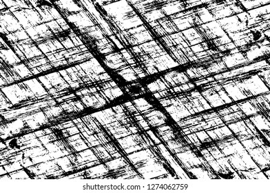 Vector grunge overlay texture. Black and white background. Abstract monochrome image includes a faded effect in dark tones