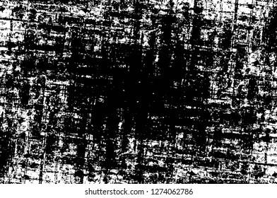 Vector grunge overlay texture. Black and white background. Abstract monochrome image includes a faded effect in dark tones