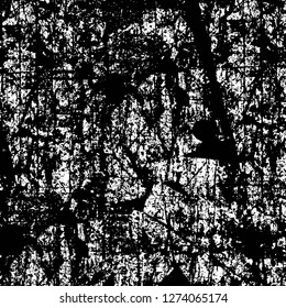 Vector grunge overlay texture. Black and white background. Abstract monochrome image includes a faded effect in dark tones